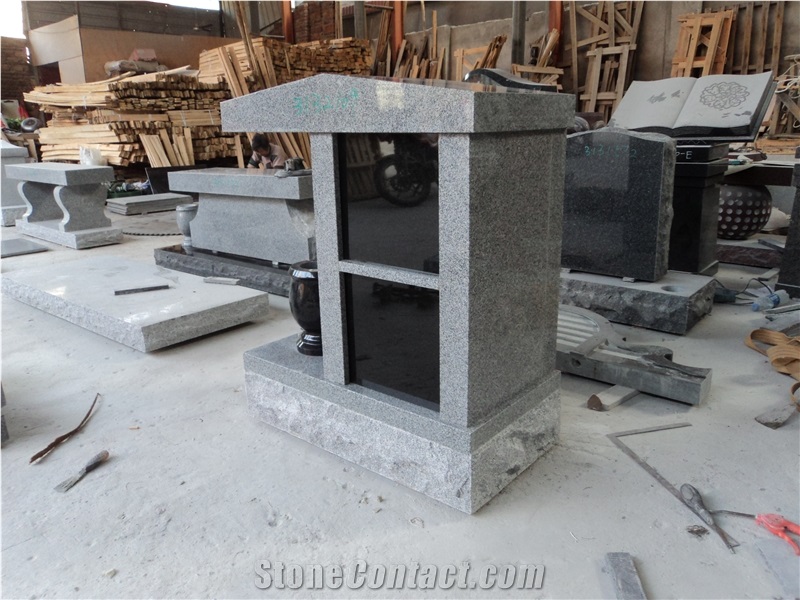 2 Niches Columbarium, G614c with India Black Grey Granite Columbarium