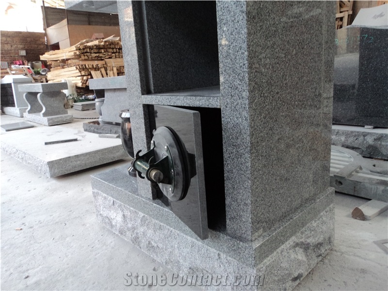 2 Niches Columbarium, G614c with India Black Grey Granite Columbarium