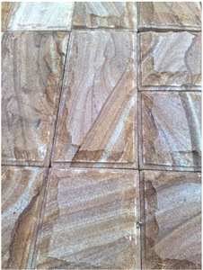Luhansk Rainbow Sandstone Beveled Split Mushroomed Wall Stone