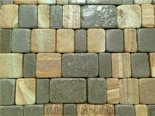 Tumbled Sandstone Cobbles Old Castle Sidewalk Stone