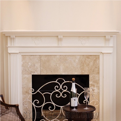 Piedra Bateig Limestone Fireplace
