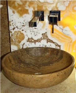 Travertino Macael Olivillo Wash Basin, Spain Brown Travertine