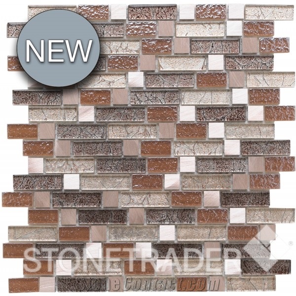 Copper Leaf Random Glass Mosaic