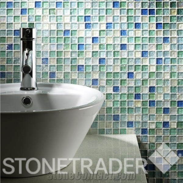 Hammered Pearl Aqua Glass Mosaic
