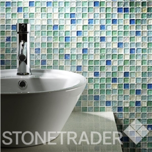 Hammered Pearl Aqua Glass Mosaic