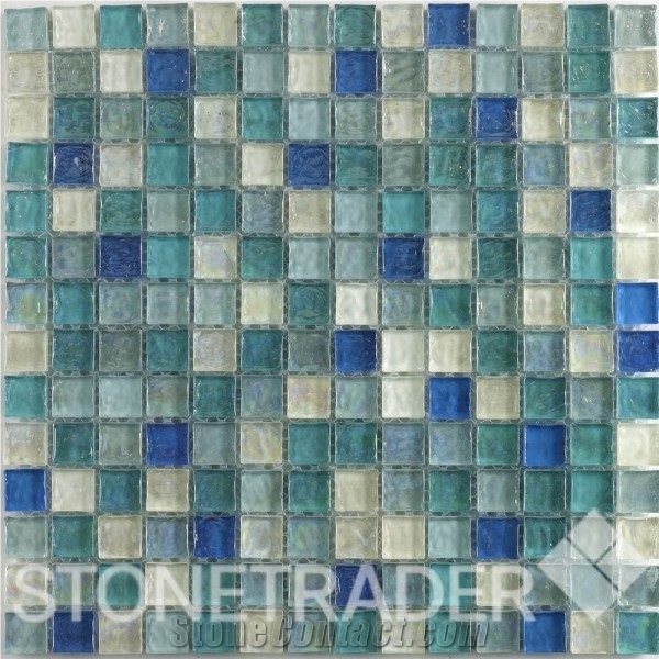 Hammered Pearl Aqua Glass Mosaic