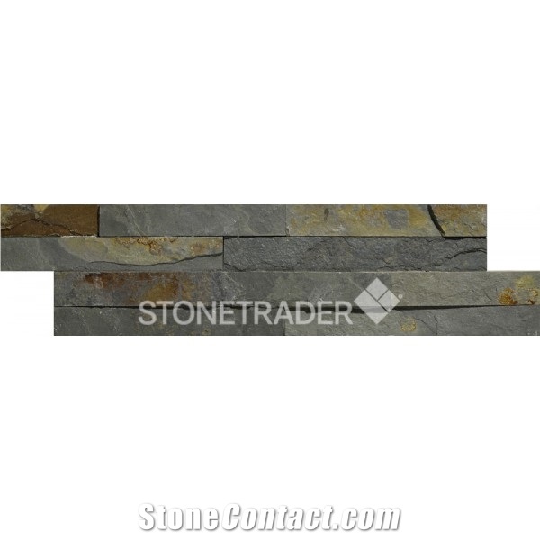 Multi Colour Slate Split Face Mosaic Wall Panel 10x36cm