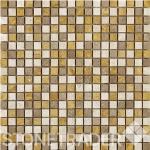Noce Yellow White Travertine Mosaic 1.5x1.5cm