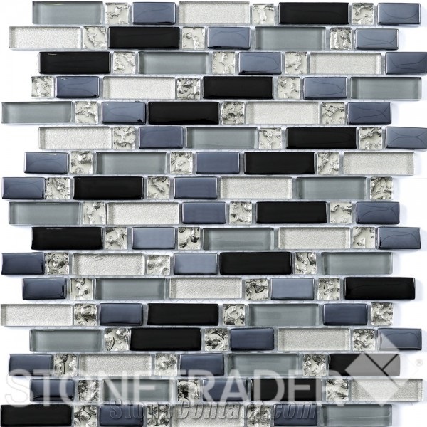Ripple Random Glass Mosaic, Blue Glass Mosaic