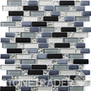 Ripple Random Glass Mosaic, Blue Glass Mosaic Ripple Random Glass Mosaic, Blue Glass Mosaic