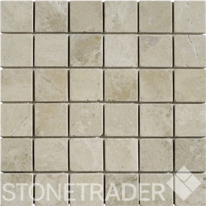 Vanilla Cream Marble Tumbled Mosaic 4.8x4.8cm