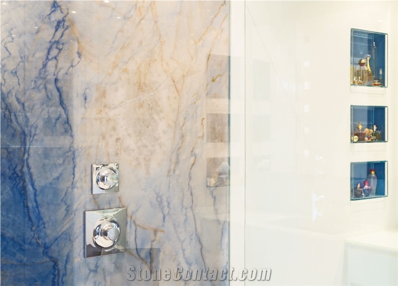 Azul Macaubas Quartzite Bathroom Design