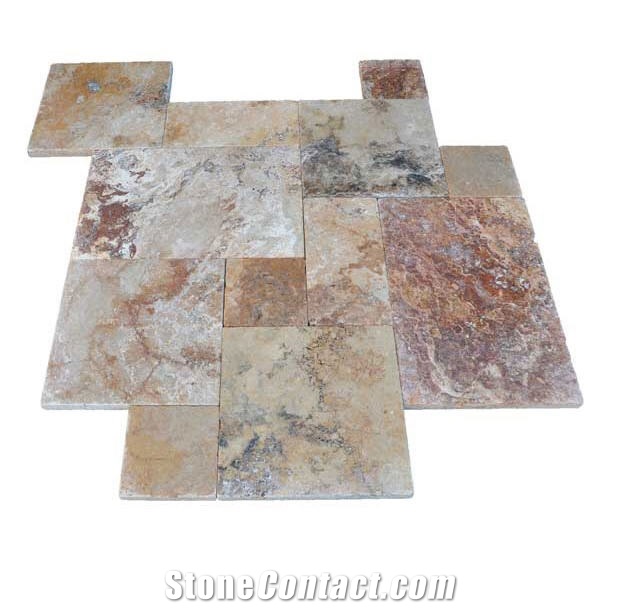Leonardo Premium French Pattern Tumbled Travertine