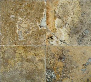 Scabos Travertine Brushed&Chiseled Tile, Turkey Brown Travertine Scabos Travertine Brushed&Chiseled Tile, Turkey Brown Travertine