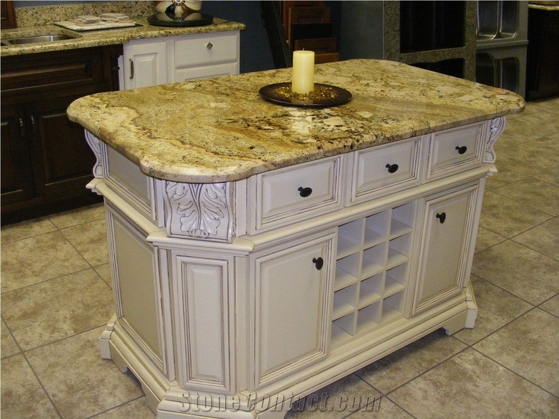 Giallo Crystal Granite Island Countertop