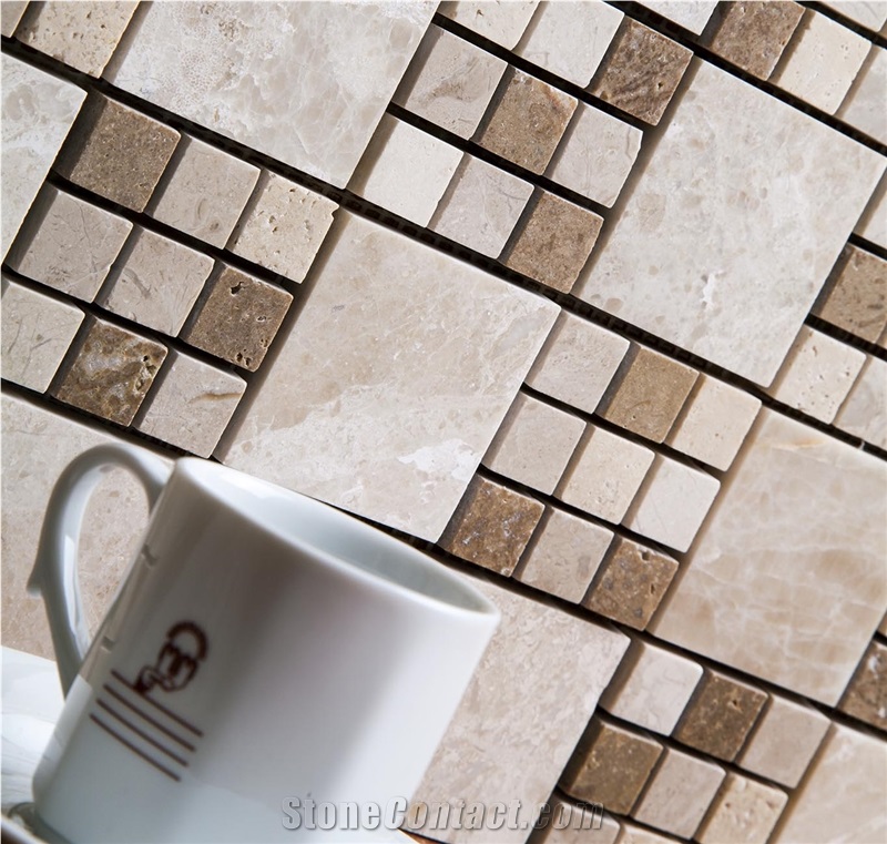 Marble Mix Mosaic, Afyon Cream White Marble Mosaic