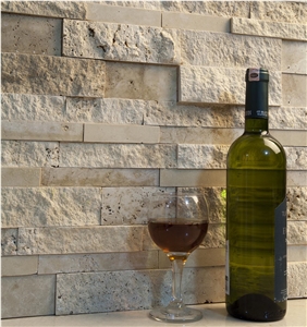 Strip Bar Cultured Stone with Afyon Travertine