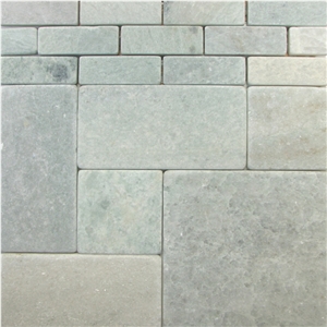 Ming Green - Verde Ming Marble Tumbled Pattern Tiles, China Green Marble