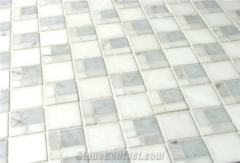 Thassos Marble Azul Cielo Bianco Carrara Mix Mosaic