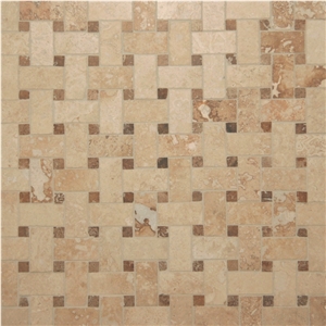 Travertine Chiaro and Travertine Noce Mosaic Tiles