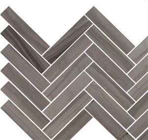 Athen Grey Marble Herringbone Mosaic Polished Montalto