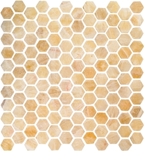 Honey Onyx Hexagon Tumbled Mellona, China Honey Yellow Onyx Mosaic