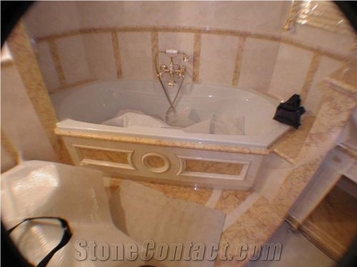 Bath Design with Crema Marfil Marble and Crema Valencia Marble