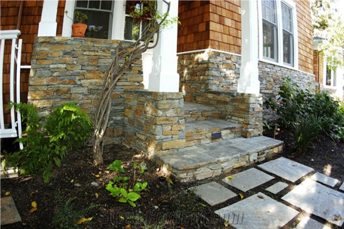 Front Porch Design- Sawn Hi-Desert Paving with Hi-Desert Ledger