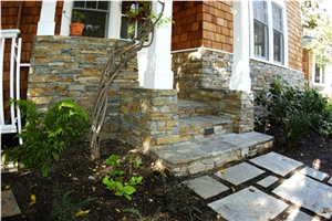 Front Porch Design- Sawn Hi-Desert Paving with Hi-Desert Ledger