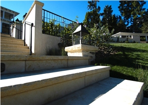 Malibu Inca Limestone Step with Hand Chiseled Edges, Beige Limestone Steps