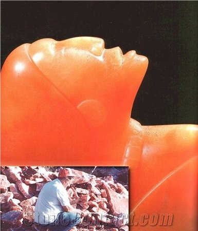 Translucent Orange Alabaster Sculpture