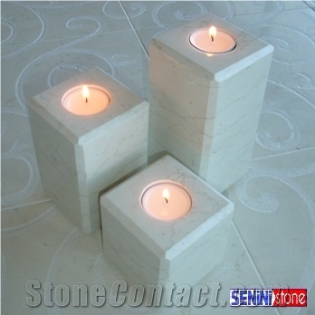 Bianco Di Apricena Limestone Candle Holder
