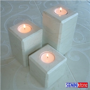 Bianco Di Apricena Limestone Candle Holder