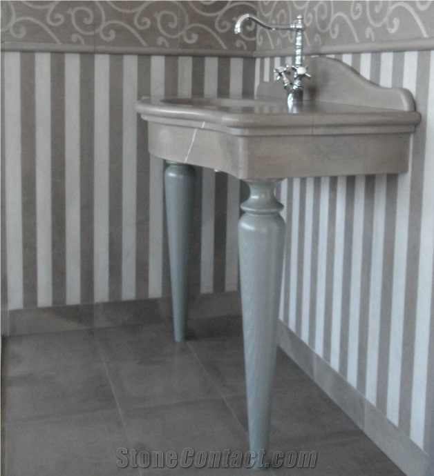 Grey Foussana Limestone Vanity Top, London Consolle
