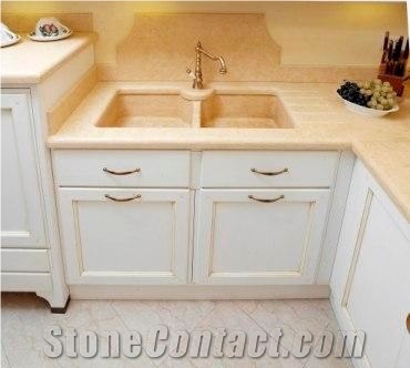 Half Polished Giallo Atlantide Marble Kitchen Countertop
