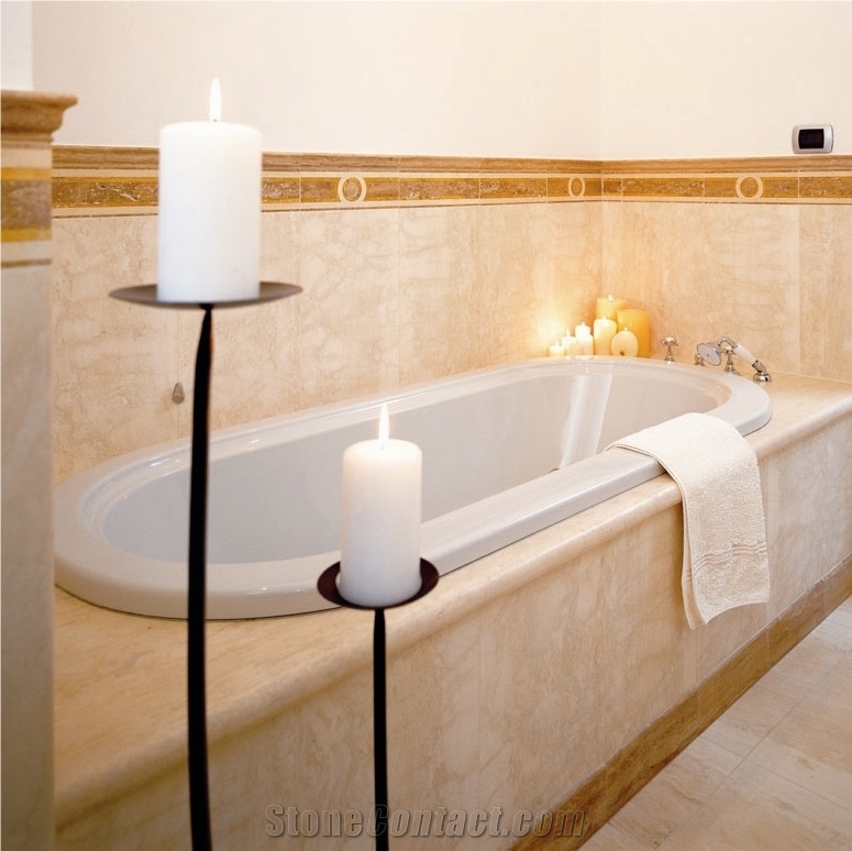 Travertino Navona Bath Tub Surround, Tub Deck