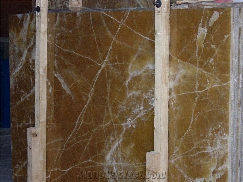 Honey Onyx (Royal Gold Onyx) Slabs & Tiles, Iran Yellow Onyx