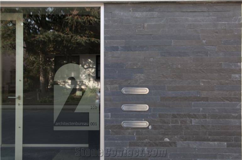 China Black Slate Stacked Wall Stone