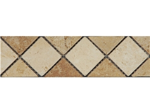 Myra Limestone + Noce Travertine Mosaic Border