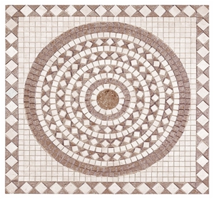 Noche Travertine and Classic Travertine Mix Mosaic Medallion