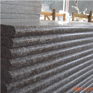 G664 Pink Porrino, Luoyuan Red, Brown Polished Granite Steps Stairs, Round Bullnose Edge with Anti Slip, Riser and Treads Desk Staircase, Quarry Owner Factory Lowest Prices Good Quality Polish Degree