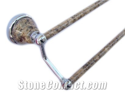 Granite Double Towel Bar Giallo Veneziano, Stone F, Giallo Veneziano Yellow Granite Bath Accessories