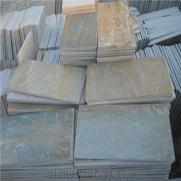 Golden Quartzite Stone Tile, China Yellow Quartzite