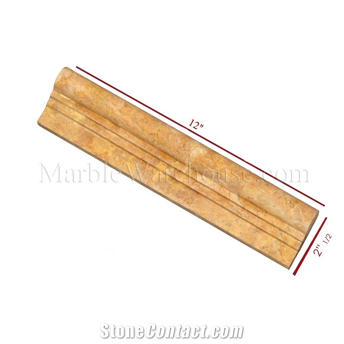 Yellow Travertine Chair Rail 2 1/2"X12"