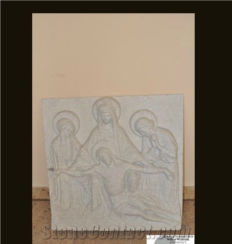 Crema Fiore Limestone Carved Relievo
