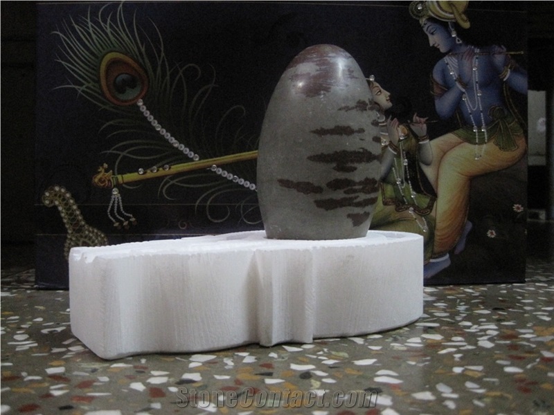 Black Marble Shivling Nandi Statue Idol, Shiva Lingam Brown Marble Statues