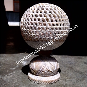 Decorative Table Lamp, Beautiful Stone Carved Night Lamp, White Soapstone Lalten