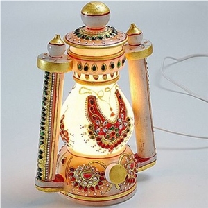 Handcrafted Cutwork Marble Lantern with Gold Paint and Kundan Work, Marble Lamp, Marble Lamp Manufacturers, Marble Lamp, Marbil Yellow Marble Home Decor