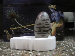 Marble Shivling Nandi Statue Idol, Shiva Lingam Brown Marble Statues