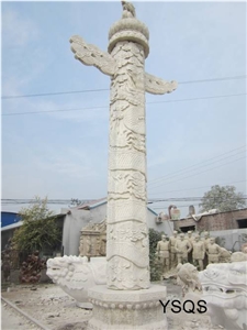 Beautiful Garden Stone Columns Sculpture, Hunan White Marble Columns Beautiful Garden Stone Columns Sculpture, Hunan White Marble Columns